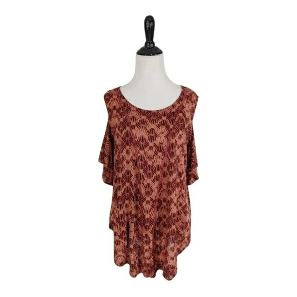 Free People Bittersweet Orange Linen Cold Shoulder Top - Picture 3 of 8